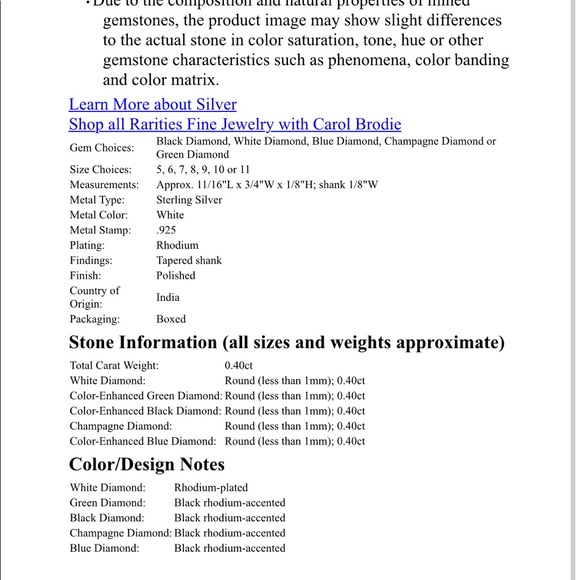 Carol Brodie Rarities 0.4ct Champagne SS Ring - Picture 4 of 8